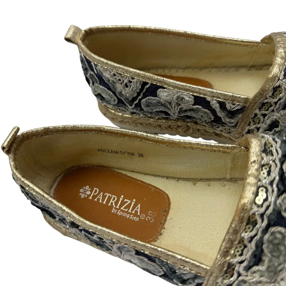Patrizia Spring Step Jute Sequin Espadrilles Slip On Shoes Womens Sz 38/7.5-8